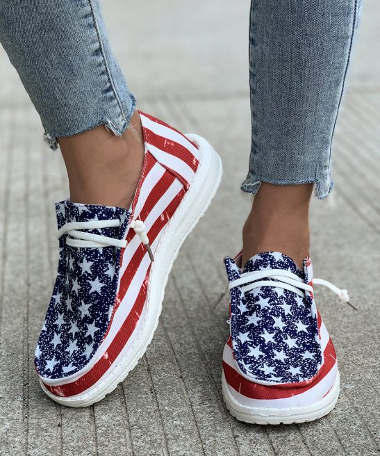 Women's red flag canvas casual shoes