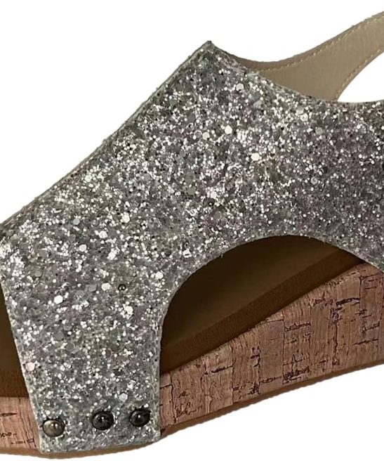 Women's Casual Sandals Solid Hook Loop Casual Shiny Wedges Sandals Artificial Leather Open Toe Female Shoes Wide Feet Pump
