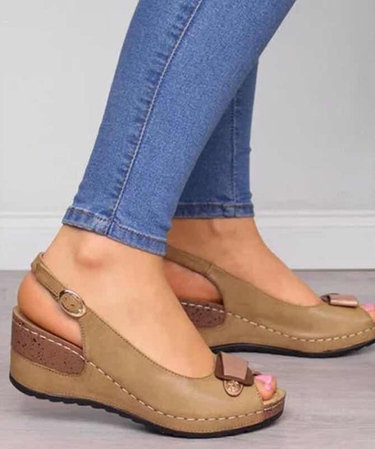 Wedge High Heel Peep Toe Buckle Sandals
