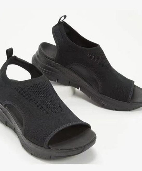 Cloth Flat Solid Color Roman Women's Shoes Flat Sandals
