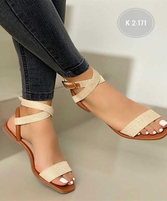 Ankle Winding Outer Belt Buckle Sandal Slippers